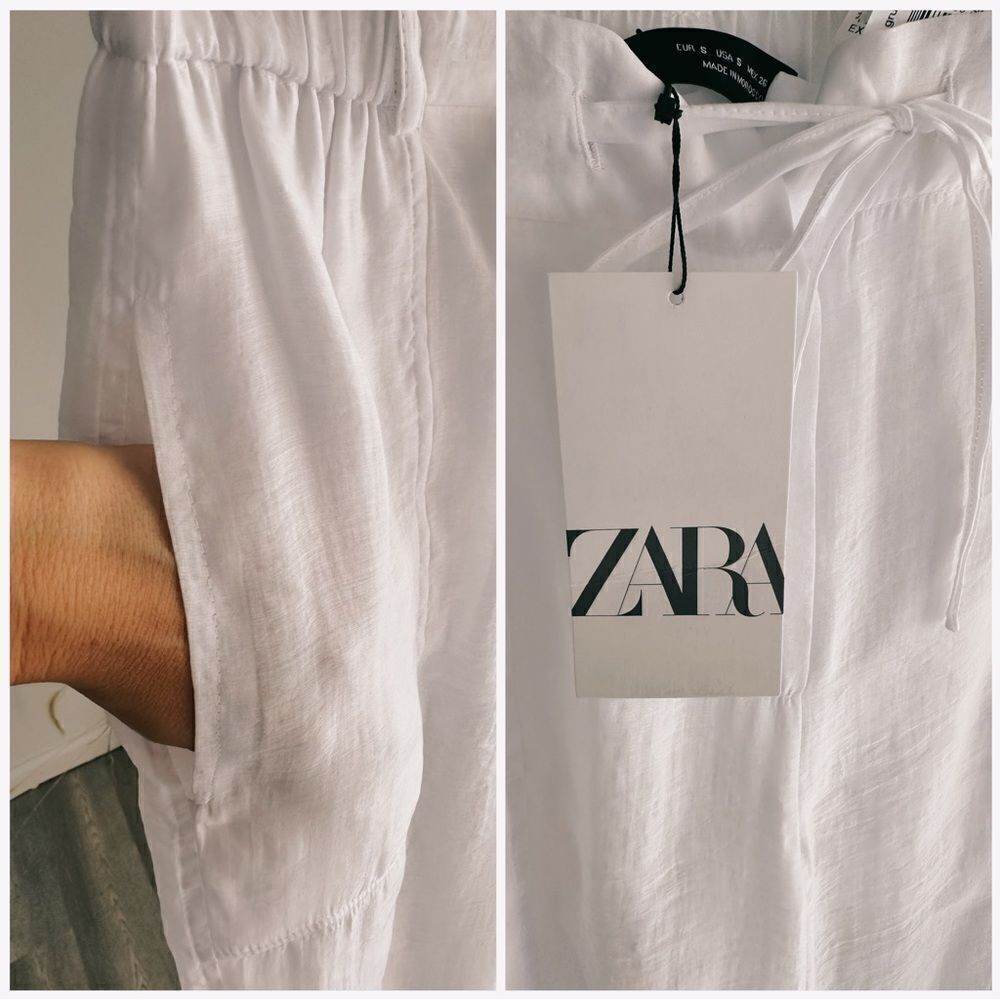 Zara Mixed Organza Pants White - Picture 3 of 4